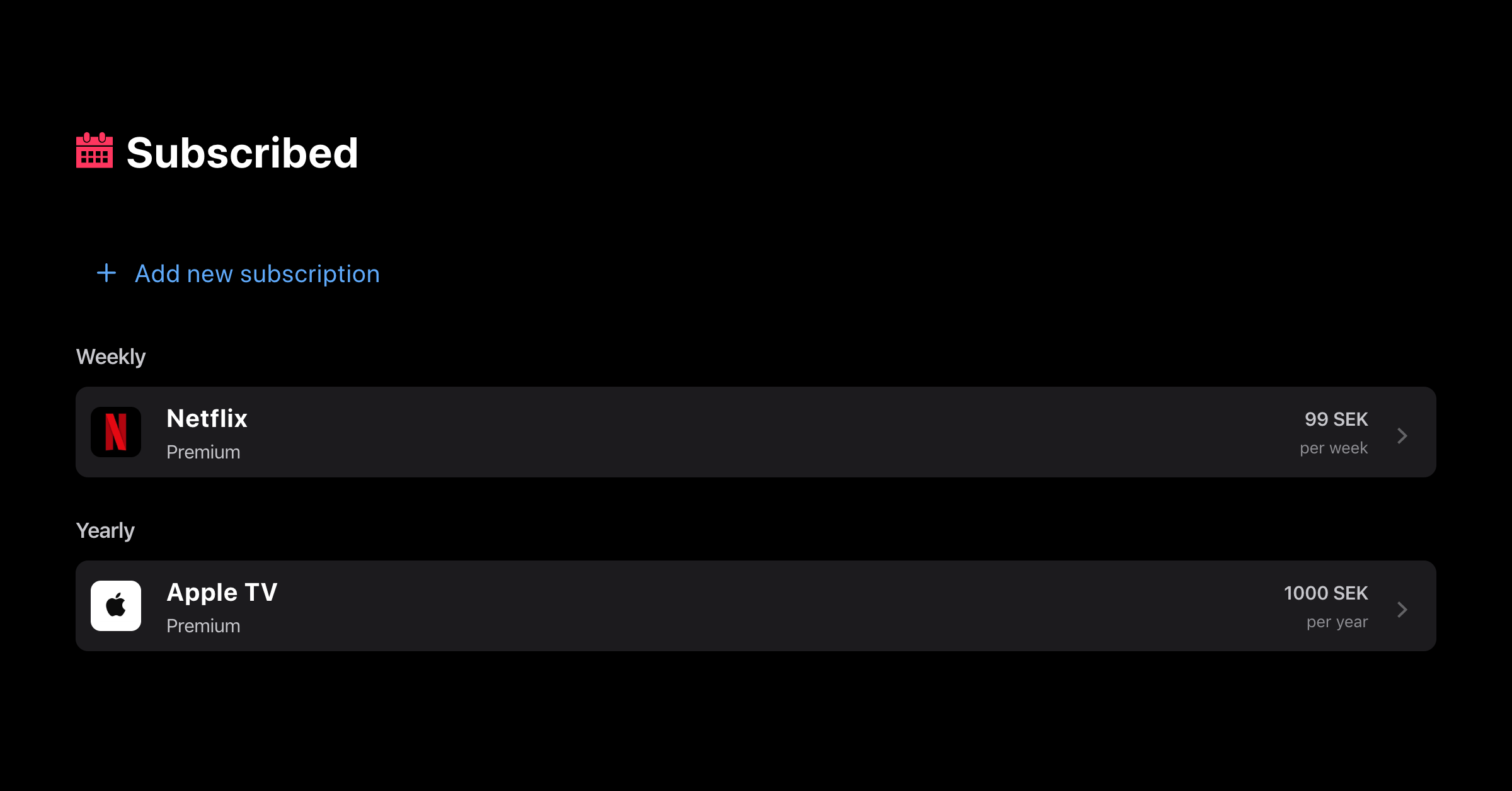 Subscribed - Track your subscriptions